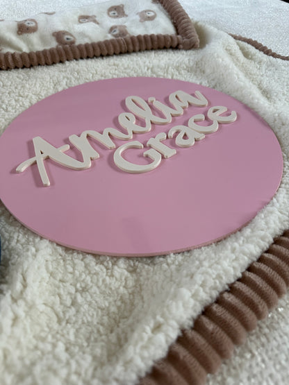Acrylic Round Baby Name Sign
