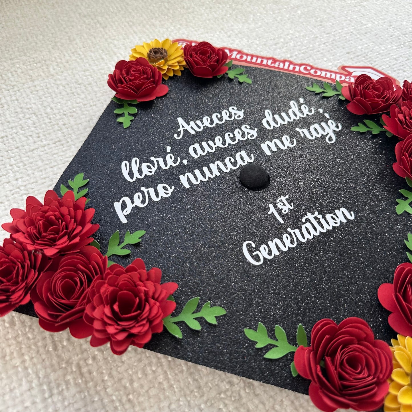 Rose and Sunflower First Generation Graduation Cap Topper