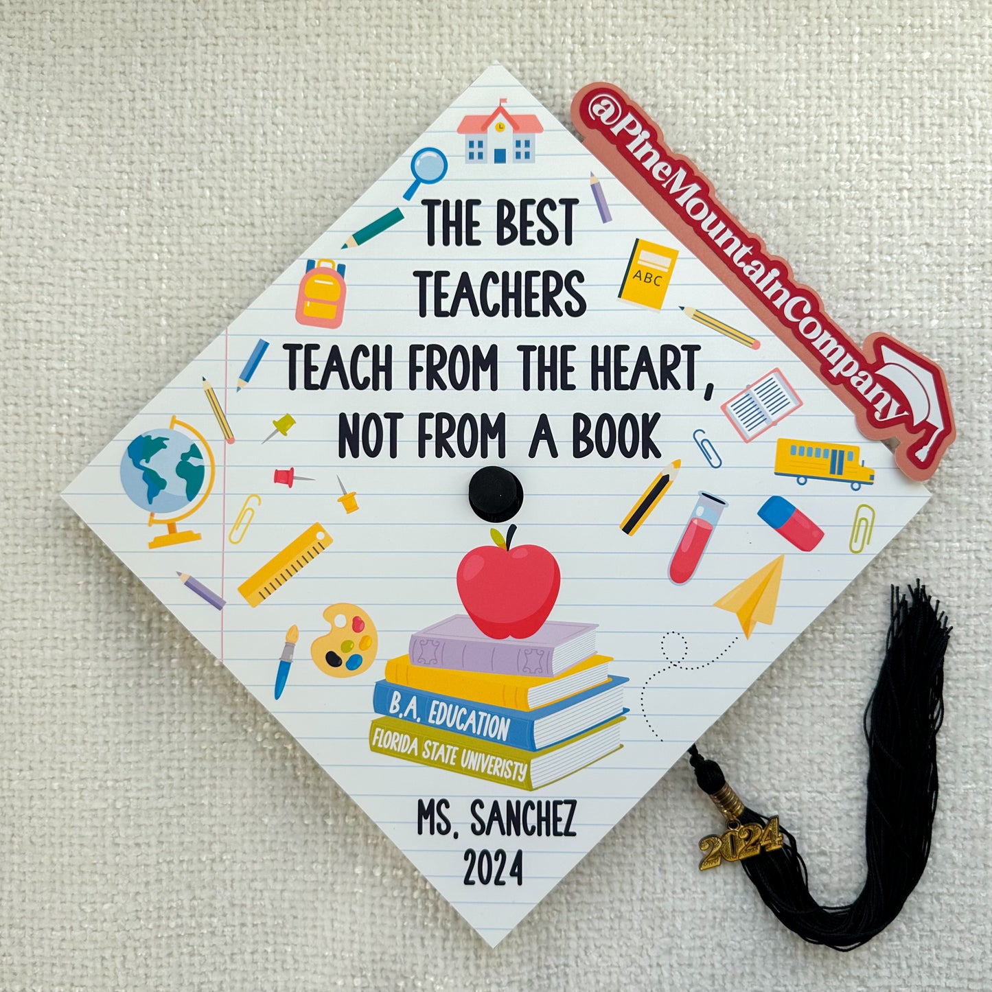 School Teacher Themed Printed Graduation Cap Topper