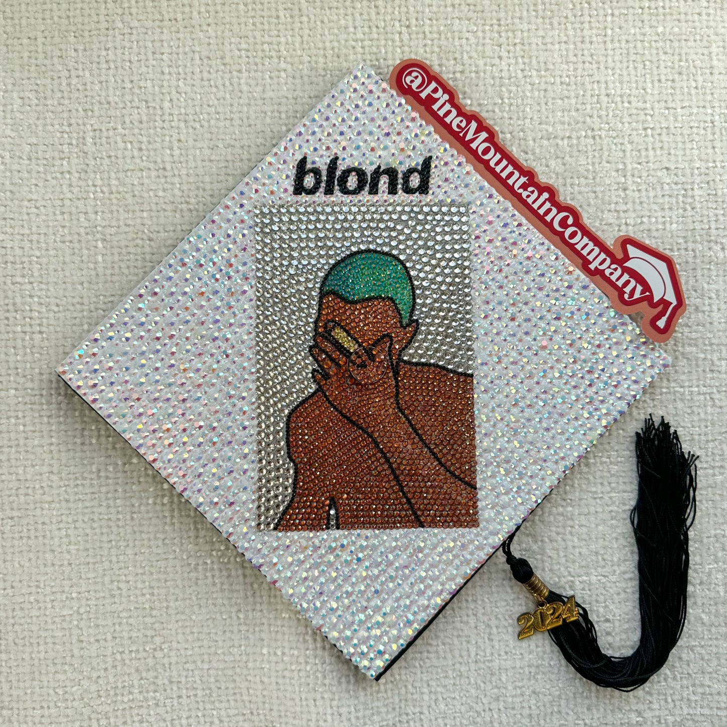 Frank Ocean "Blond" Album Cover Rhinestone Grad Cap Topper