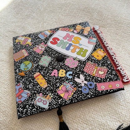 Composition Notebook Teacher Themed Printed Graduation Cap Topper