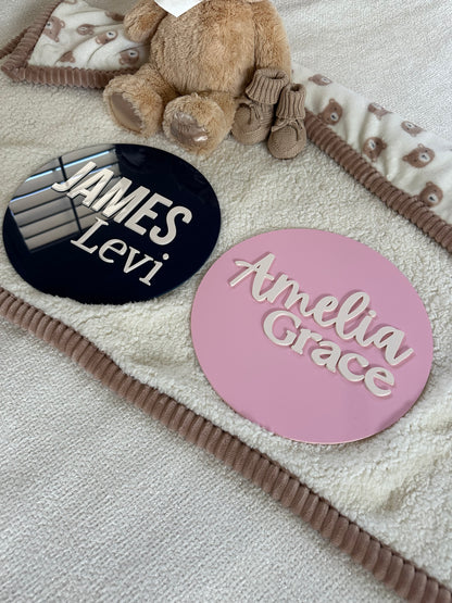 Acrylic Round Baby Name Sign