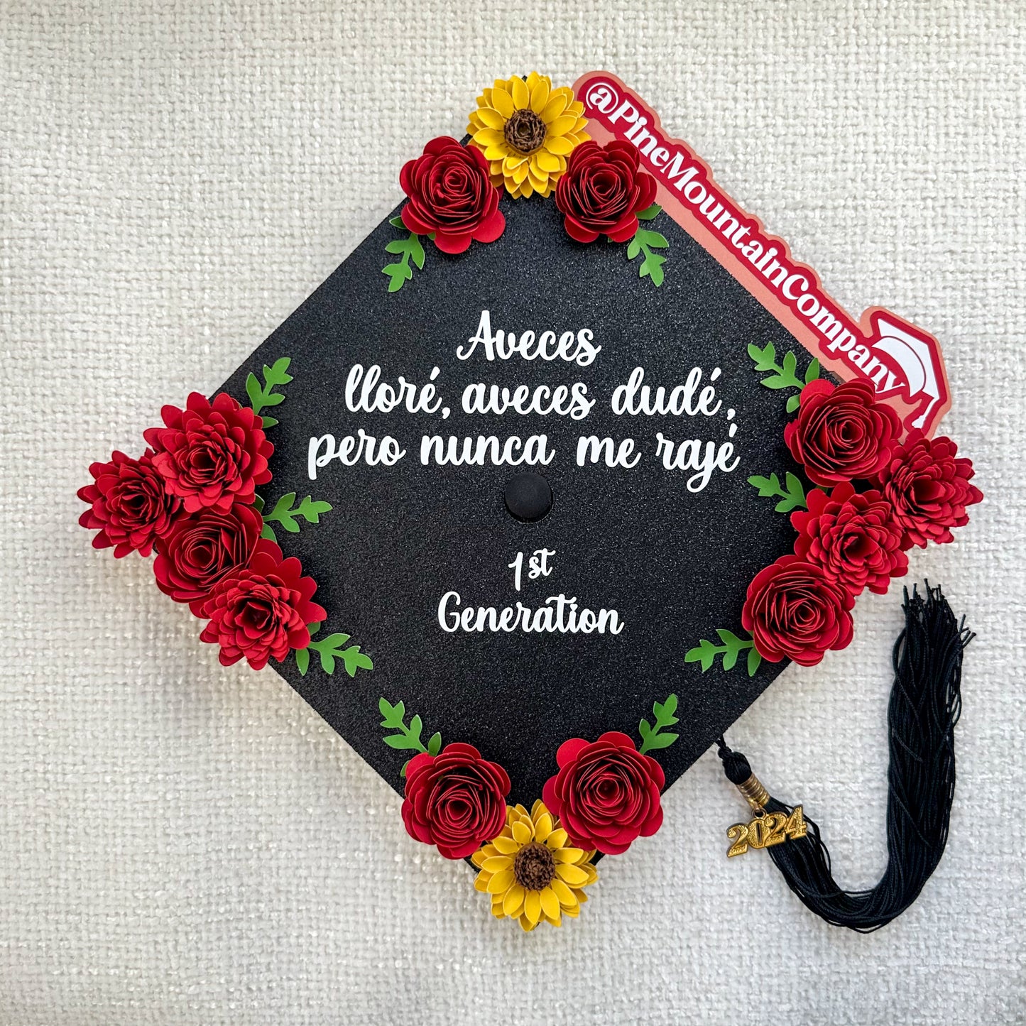 Rose and Sunflower First Generation Graduation Cap Topper