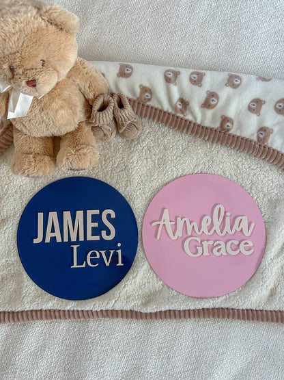 Acrylic Round Baby Name Sign