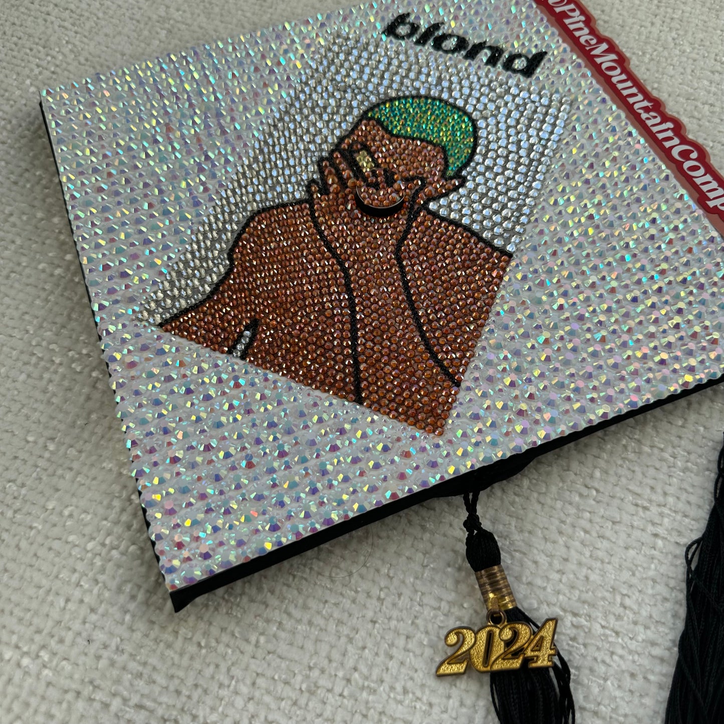 Frank Ocean "Blond" Album Cover Rhinestone Grad Cap Topper