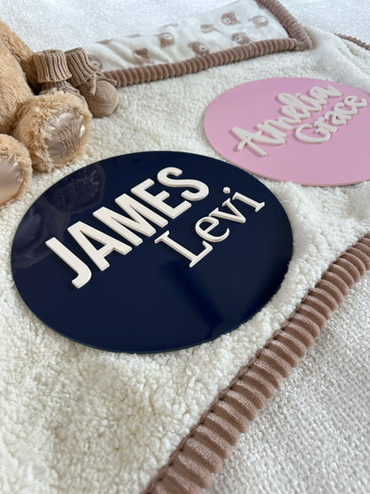 Acrylic Round Baby Name Sign