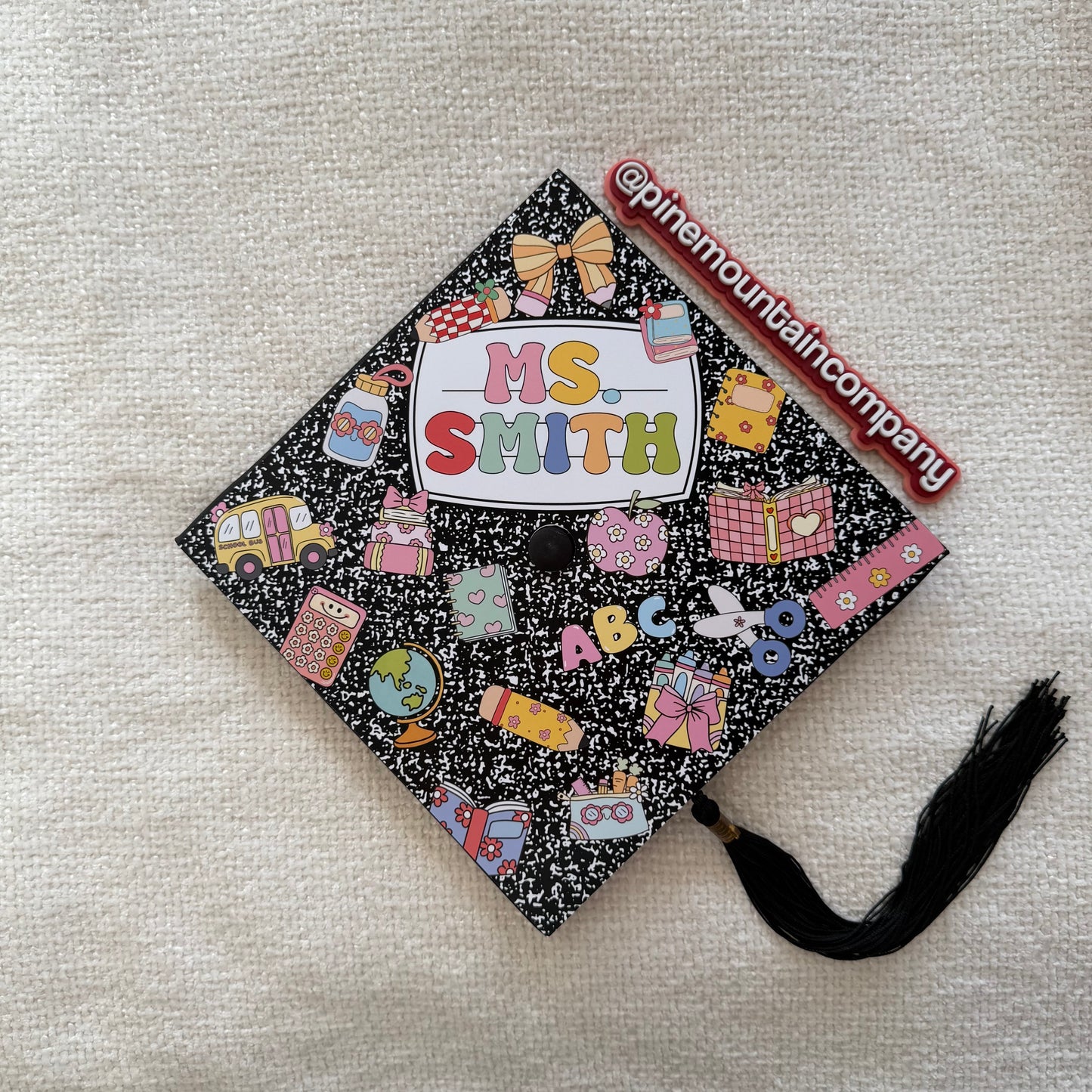 Composition Notebook Teacher Themed Printed Graduation Cap Topper