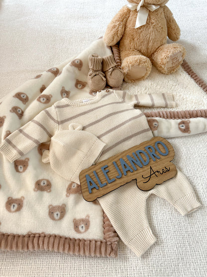 Baby Name Announcement Sign - Wood Hospital Name Plaque