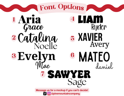Round Baby Name Sign With Birth Stats