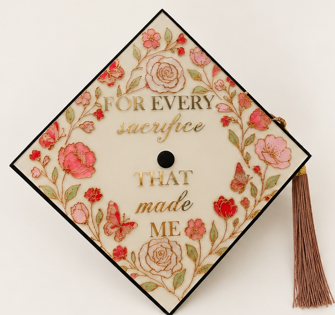 For Every Sacrifice That Made Me Graduation Cap Topper | Floral Butterfly Graduation Cap Decoration