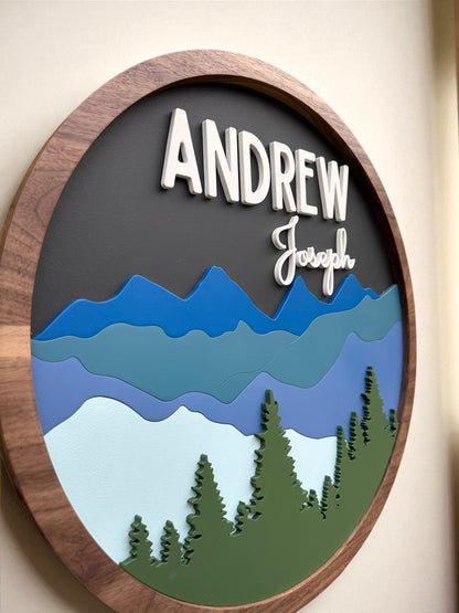 Custom Mountain Name Sign for Nursery or Kids Room
