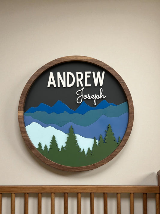 Custom Mountain Name Sign for Nursery or Kids Room