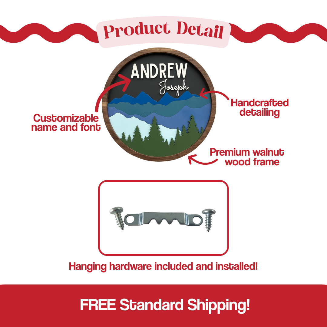 Custom Mountain Name Sign for Nursery or Kids Room