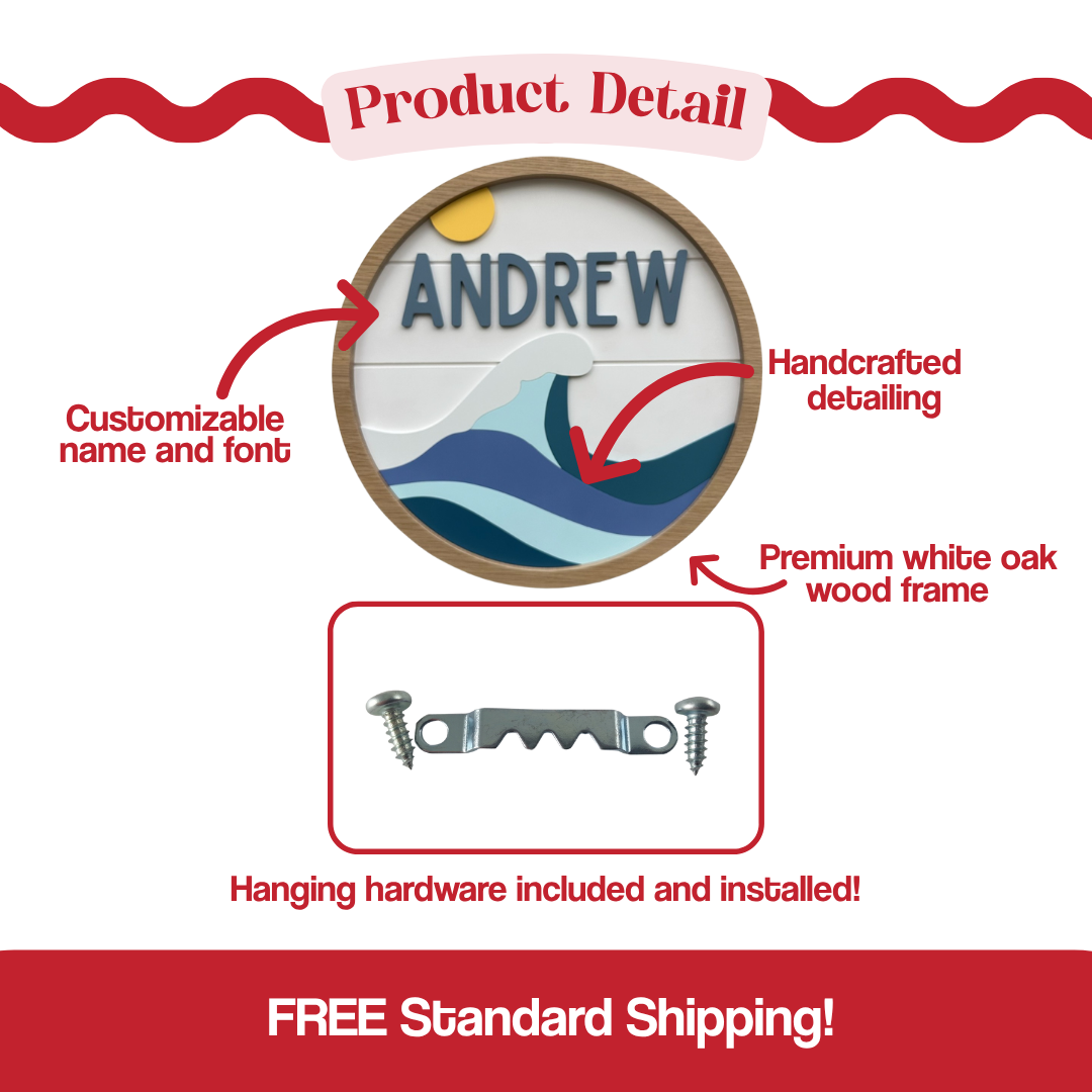 Custom Coastal Name Sign for Nursery or Kids Room