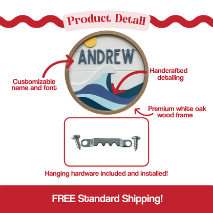 Custom Coastal Name Sign for Nursery or Kids Room