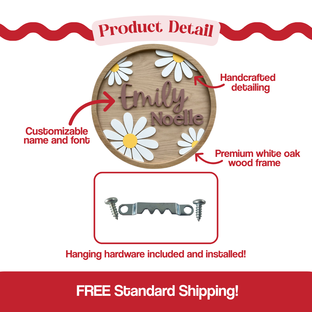 Custom Daisy Name Sign for Nursery or Kids Room