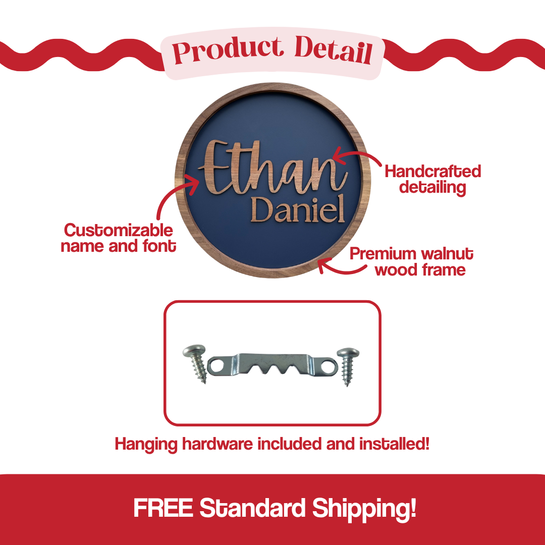 Custom Minimalist Wooden Name Sign