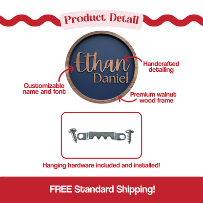 Custom Minimalist Wooden Name Sign