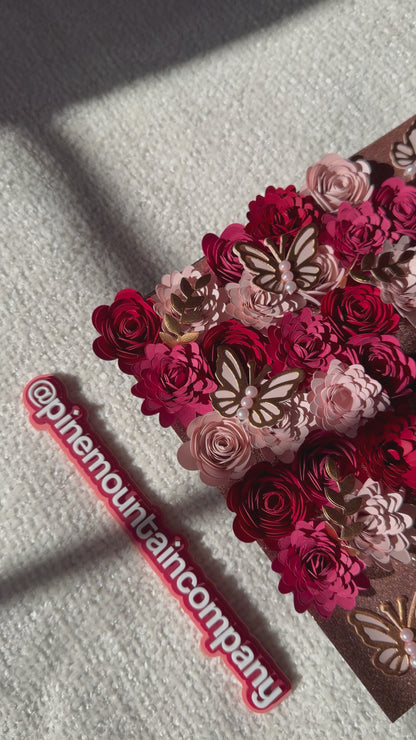 Red, Pink, and Rose Gold Premade Floral Graduation Cap Topper