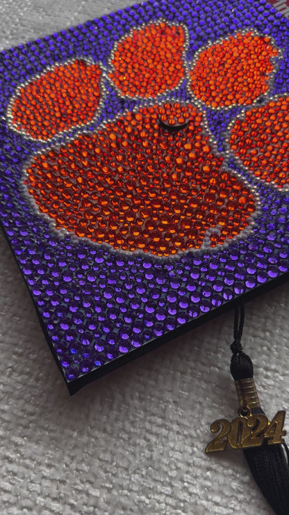 Clemson University Rhinestone Graduation Cap Topper